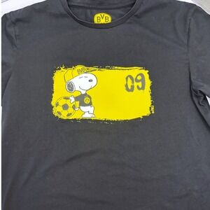 BVB 09 Borussia Dortmund Snoopy Peanuts Soccer T-Shirt Black Mens Large